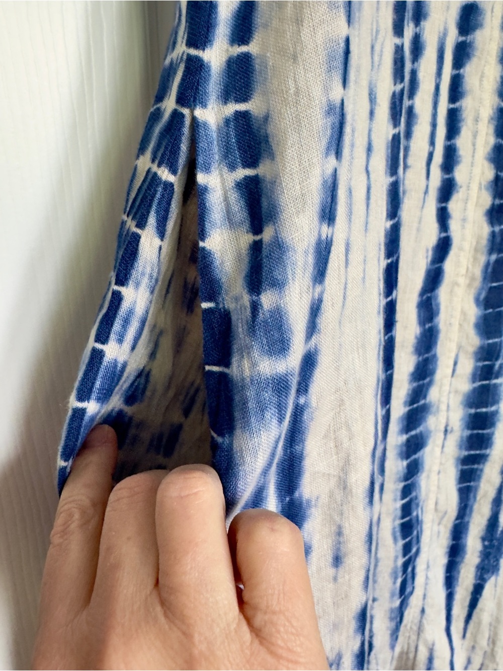 Blue Hand-Dyed Tie Dye Shibori Linen Maxi Dress - Sleeveless - Picture 6 of 11